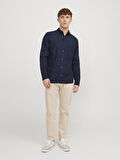 JJESUMMER LINEN BLEND SHIRT LS SN Navy