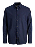 JJESUMMER LINEN BLEND SHIRT LS SN Navy