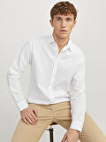 JJESUMMER LINEN BLEND SHIRT LS SN White