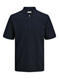 JJEAUSTIN ZIP POLO SS NOOS Navy