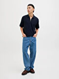 JJEAUSTIN ZIP POLO SS NOOS Navy