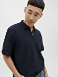 JJEAUSTIN ZIP POLO SS NOOS Navy