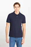 Erkek Regular Fit Polo T-shirt Navy