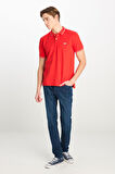 Erkek Regular Fit Polo T-shirt Washed Red