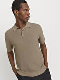 JPRCCCOOPER KNIT POLO SS SN Greige