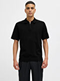 JPRBLAMILANO SPRING KNIT POLO SS SN Black