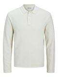 JJEGEORGE KNIT POLO LS SN Cloud Dancer