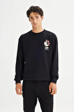 Erkek Baskılı Sweatshirt Black