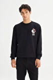 Erkek Baskılı Sweatshirt Black