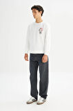 Erkek Baskılı Sweatshirt Off White