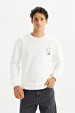 Erkek Baskılı Sweatshirt Off White