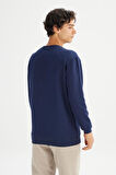 Erkek Baskılı Sweatshirt DarKNavy