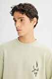 Erkek Baskılı Sweatshirt Light Green