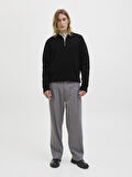 JPRBLAMILANO STITCH KNIT ZIP POLO SN Black