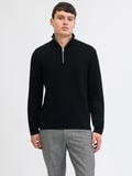 JPRBLAMILANO STITCH KNIT HALF ZIP SN Black