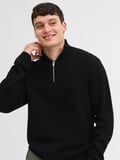 JPRBLAMILANO STITCH KNIT HALF ZIP SN Black