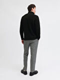 JPRBLAMILANO STITCH KNIT HALF ZIP SN Black