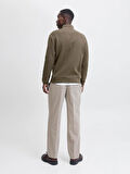 JPRBLAMILANO STITCH KNIT HALF ZIP SN Stone Gray
