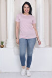 %100 Pamuk süper kalite kadın tişört düz renk pembe bisiklet yaka organik pamuk penye t-shirt