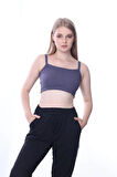 Kalın Askılı Mürdüm Crop Top