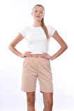 X Serüven %100 Pamuk kadın Bej 2 iplik cepli şort