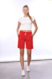 kadın Kırmızı 2 iplik cepli şort