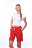 kadın Kırmızı 2 iplik cepli şort