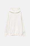 % 100 Pamuk Kadın Ekru Basic 3 iplik oversize kapüşonlu kangru cepli sweatshirt