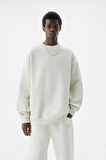 X Serüven Erkek 3 iplik Yüksek Kalite %100 Pamuk Ekru Bisiklet Yaka Uzun Kol Basic Sweatshirt