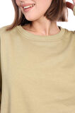 Kadın %100 Pamuk Şardonsuz Askeri Haki 3 iplik Basic Oversize bisiklet yaka uzun kol Sweatshirt