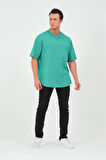 X Serüven %100 Organik Pamuk Erkek Düz Mint Tişört Regular Fit / Normal Kesim