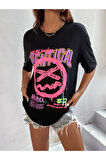 %100 Pamuk Süper Kalite Penye Oversize Baskılı T-shirt