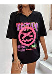 %100 Pamuk Süper Kalite Penye Oversize Baskılı T-shirt