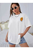Ön Arka Baskılı %100 Pamuk Süper Kalite Penye Oversize T-shirt
