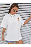 Ön Arka Baskılı %100 Pamuk Süper Kalite Penye Oversize T-shirt