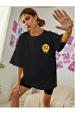 Ön Arka Baskılı %100 Pamuk Süper Kalite Penye Oversize T-shirt