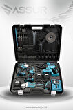 Assur 4'Lü Set Şarjlı Delici Kırıcı Hilti 2-26+125mm Taşlama+450Nm Somun Sökme+13mm Darbeli Matkap