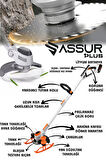 Assur Pro Kızaklı Dijital Ekran Ot Çalı Çim Biçme Şarjlı Tırpan 9000r/min