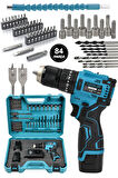 Assur 12V 1.5Ah Metal Şanzıman 13mm Çelik Mandrenli Matkap Akülü Vidalama 84 Parça