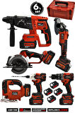 Assur 21V 2.0Ah Kömürsüz 6'lı Set Matkap Hilti Taşlama Somun Sıkma Dekupaj Testere Daire Testere Kırmızı