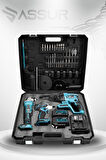 Assur 21V 2.0Ah 3 Lü Set Şarjlı Matkap Hilti 2-26mm 450Nm Torklu Vidalama Somun Sıkma Şarjlı Taşlama 125mm