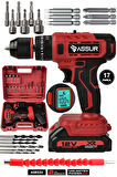 Assur 12V Çift Akülü Darbeli Şarjlı Matkap Dijital Göstergeli Akülü Vidalama