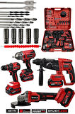Assur 21V Darbeli Kömürsüz 4'lü Set Somun Sıkma Sökme & Matkap Vidalama & Kırıcı Delici Hilti & Taşlama