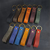 El Yapımı Hakiki Deri DüzAnahtarlık Kahverengi