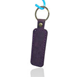 El Yapımı Hakiki Deri Düz Dikiş Anahtarlık Mor