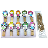 Ahşap Notluk Mandal Kız Tasarımlı