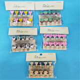 Ahşap Notluk Mandal Renkli Kalp Tasarımlı