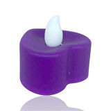Kalp Model Işıklı Tealight Mor Mum