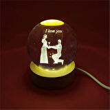 I Love You Temalı Işıklı Cam Küre