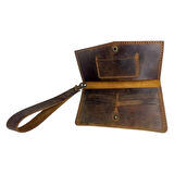 Taba El Yapımı Hakiki Crazy Deri Telefon Bölmeli Cüzdan